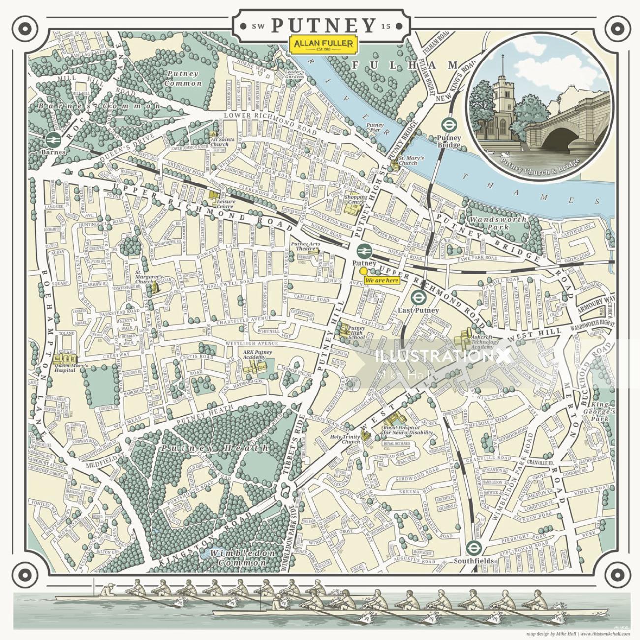 Ilustración del mapa de Google de Putney