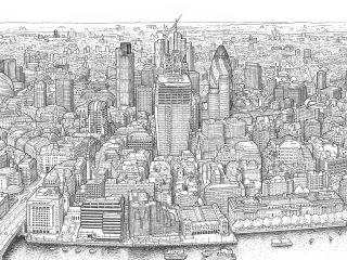 ロンドンのパノラマのイラスト地図