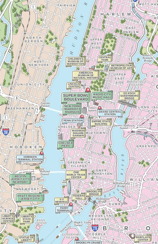 Mapa ilustrado de Nova York e Norte de Jersey