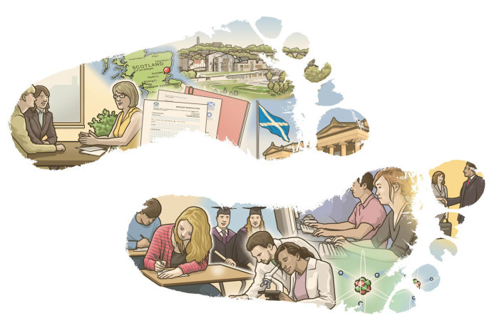 Public Sector and Universities Footsteps Illustration