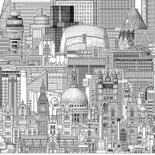 Ilustração de edifícios de Londres por Mike Hall