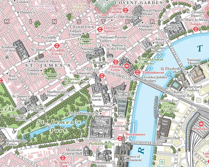 Ilustração do mapa do centro de Londres