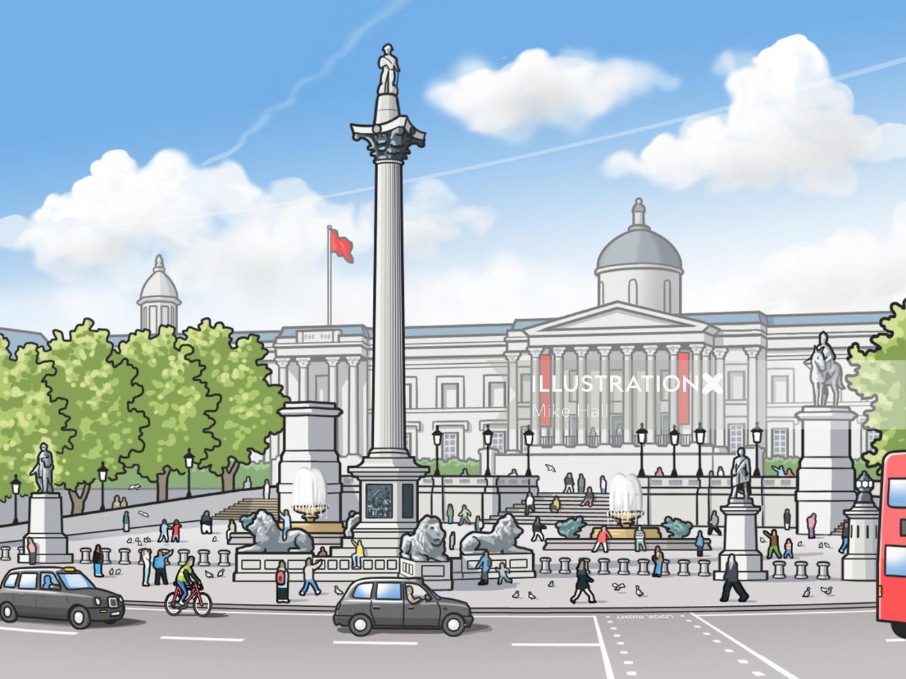 Illustration of Trafalgar Square