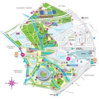 Ilustração do mapa do Parque Olímpico Rainha Elizabeth