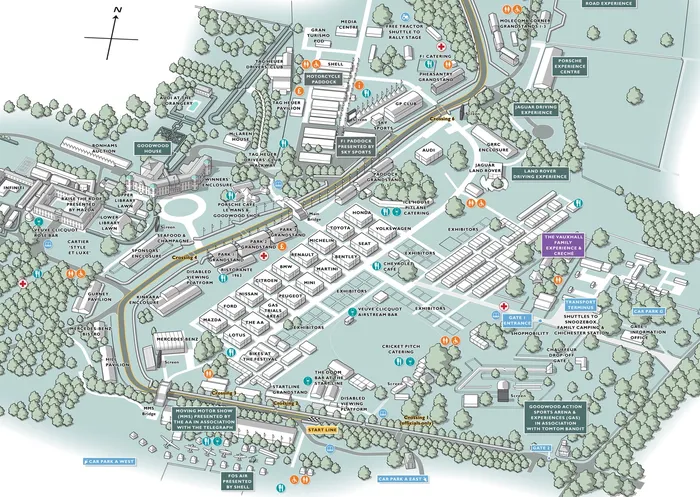 Ilustração do mapa do evento Goodwood Festival of Speed