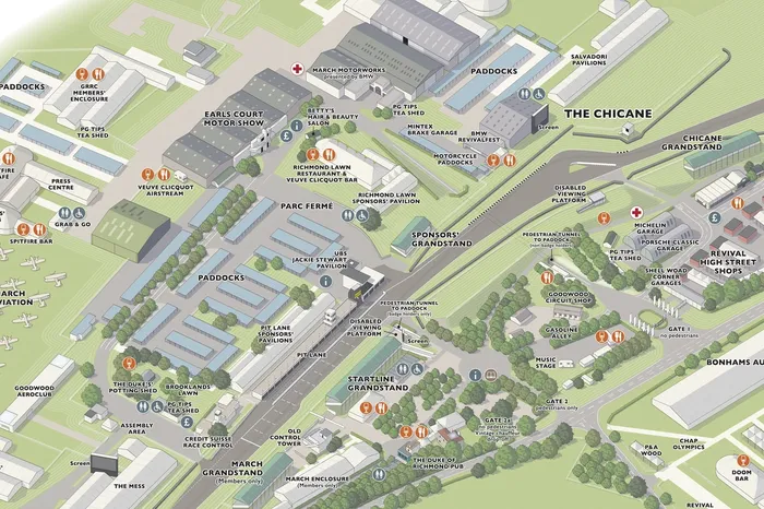 Design gráfico vetorial do mapa de eventos de Goodwood