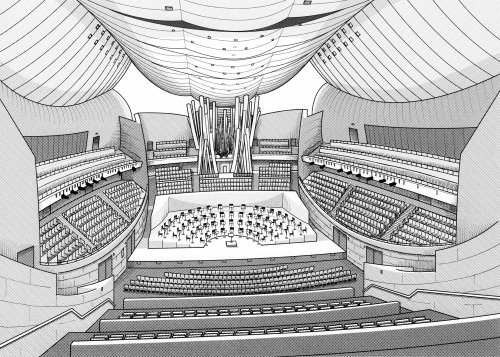 Walt disney concert hall design de interiores