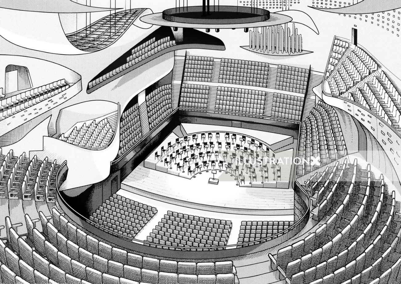 Sala de conciertos Paris Philmarmonie - Ilustración arquitectónica