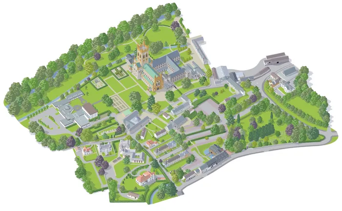 Landscape illustration of Buckfast Abbey