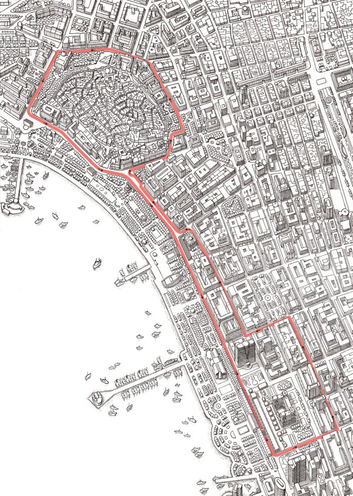 Projeto de mapa de circuito preto e branco da rua Baku F1