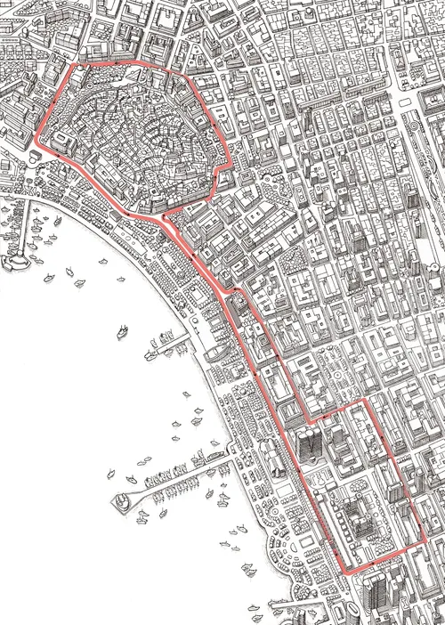 Black and white circuit map design of Baku F1 street 
