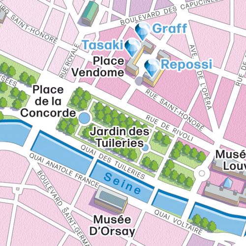 Paris boutiques illustrated map