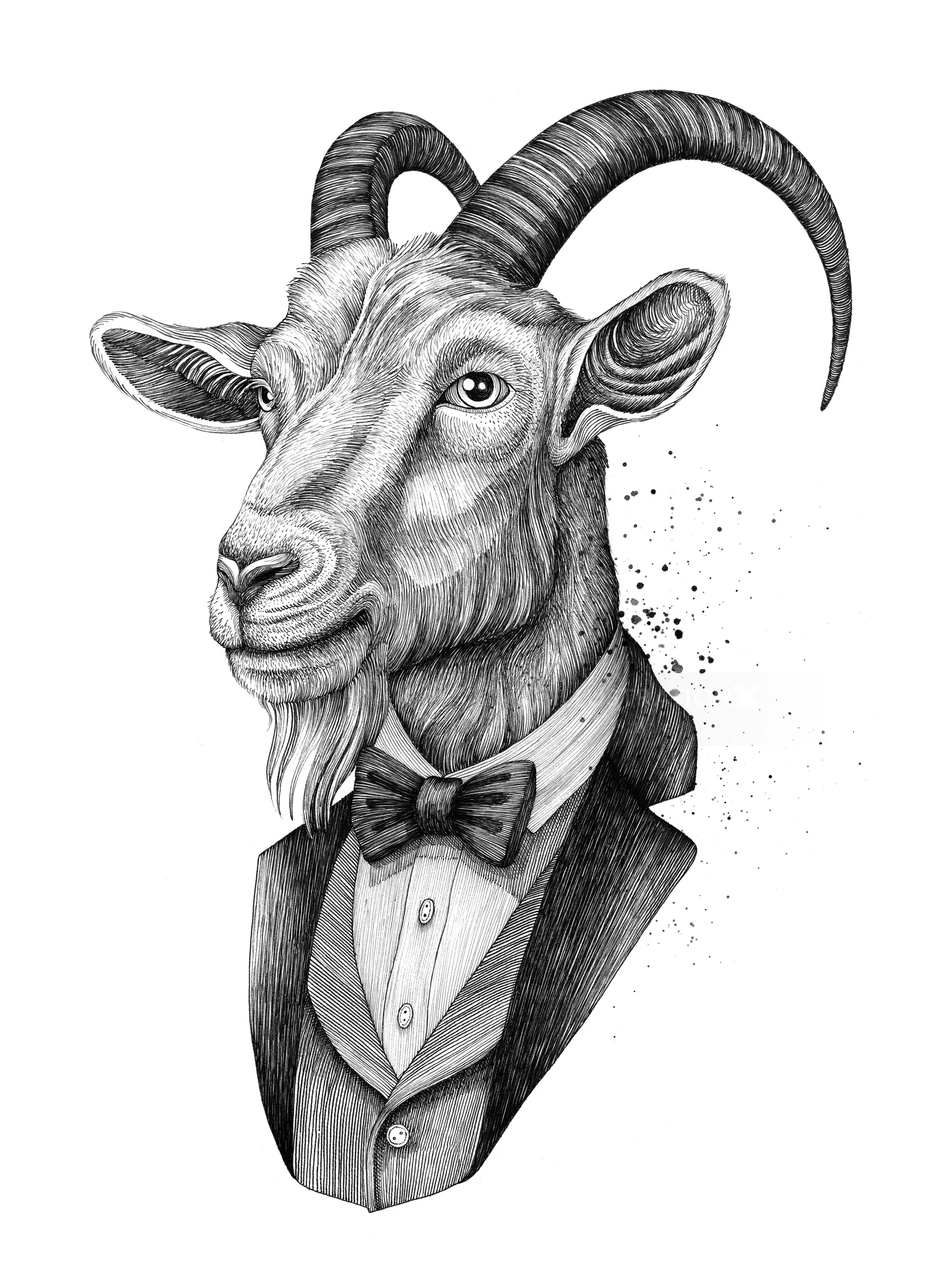 Anthropomorphe Ziege mit Smoking und Fliege von Miosis
