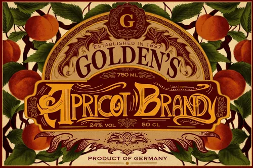 Misha Chernov illustration of a Golden's Apricot Brandy label