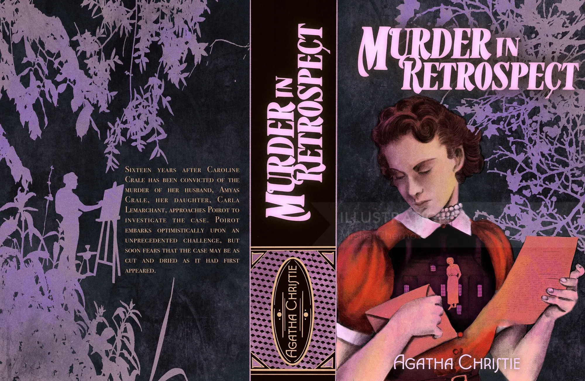 Misha Chernov's illustrated Agatha Christie book cover for Murder in Retrospect