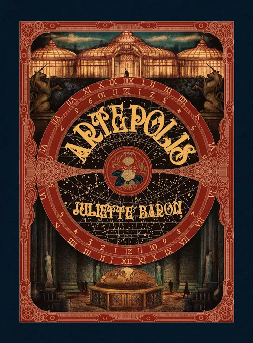 Artepolis book cover by Misha Chernov, featuring an ornate clock and theater interior