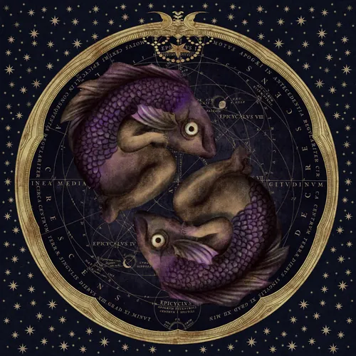 Pisces zodiac fish illustration by Misha Chernov