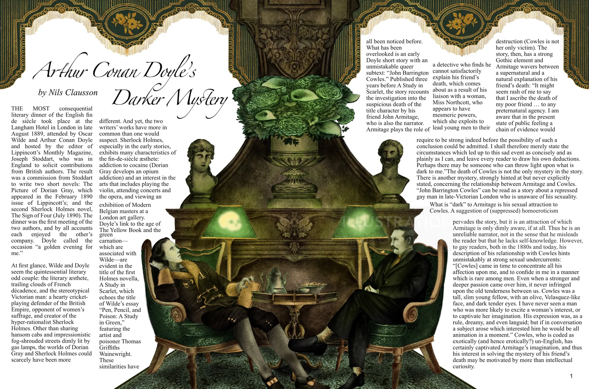 Editorial illustration by Misha Chernov for an Arthur Conan Doyle mystery article