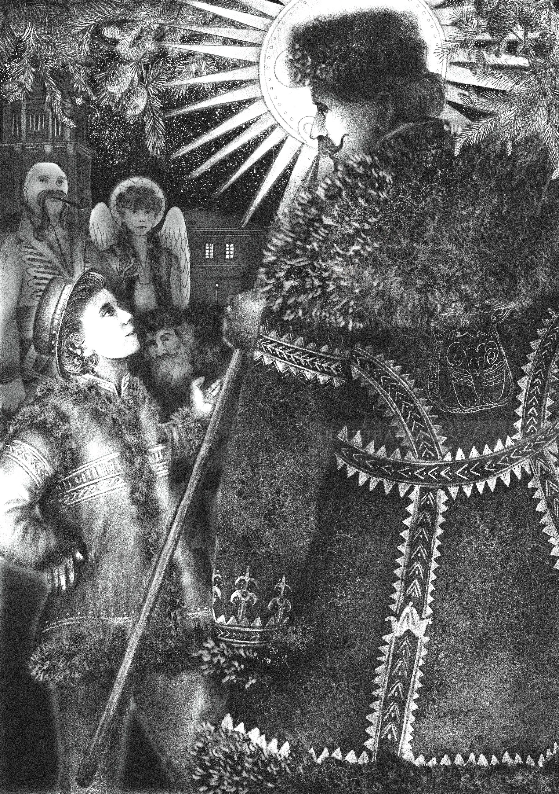 Misha Chernov illustration of a mystical forest gathering