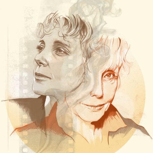 Portrait illustration of old woman