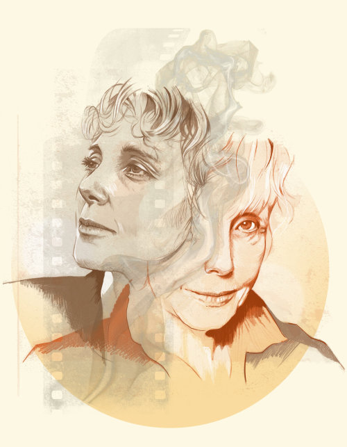 Portrait illustration of old woman