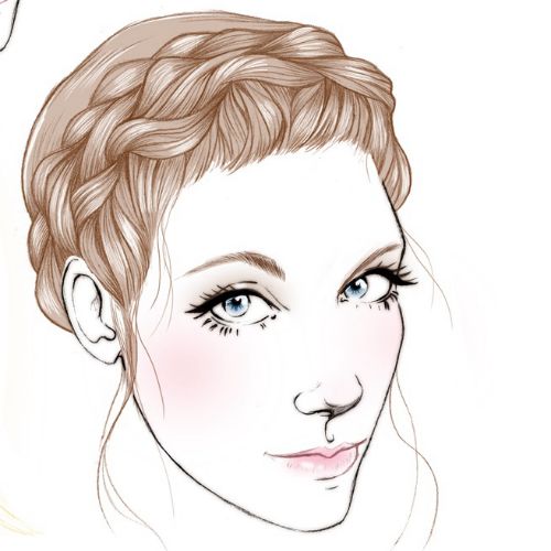 Illustration of Braid and Bun women wedding hairstyle by Miss Led