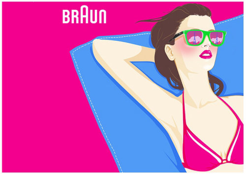 Retrato de mulher de biquíni para a empresa Braun