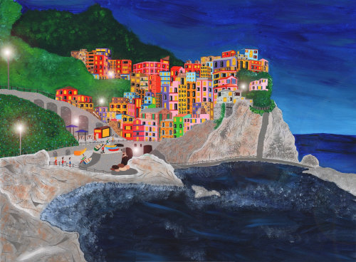 Ilustración de Cinque Terre en Italia