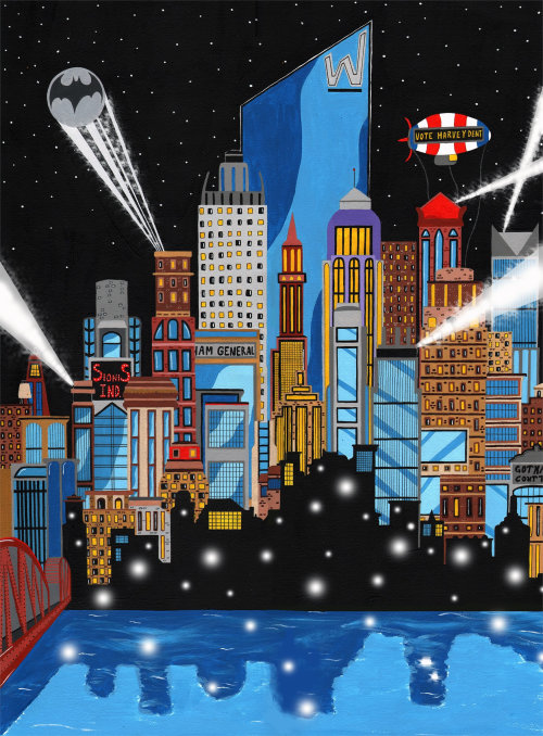 ilustração da cidade em noite