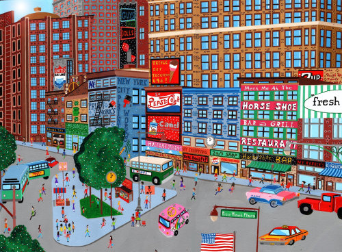 曼哈顿城市与建筑物的插图