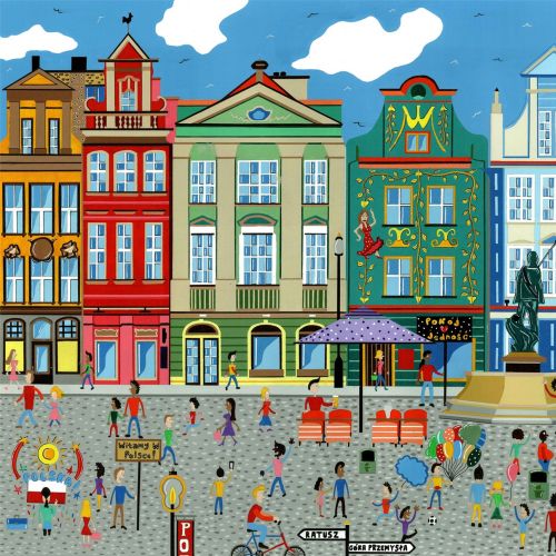 painting of the poznan square, Poland
