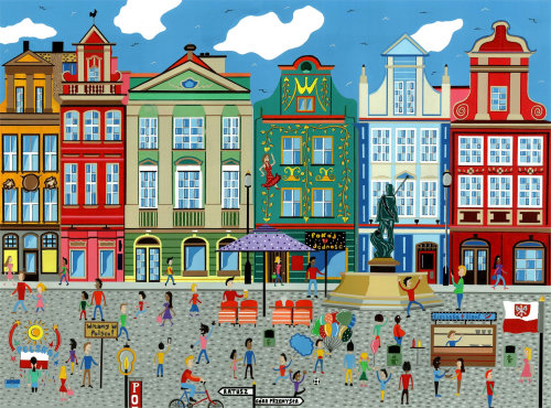 Pintura de la plaza Poznan, Polonia