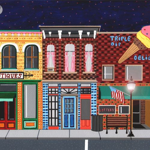 painting of the american street view, triple dip delight