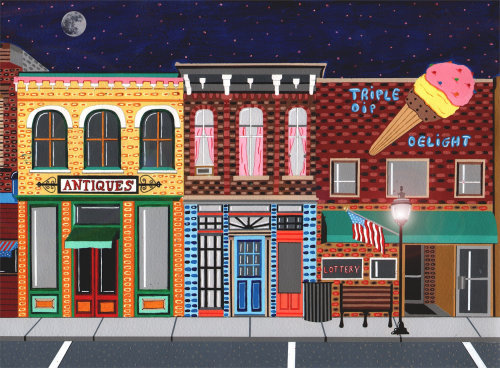 painting of the american street view, triple dip delight