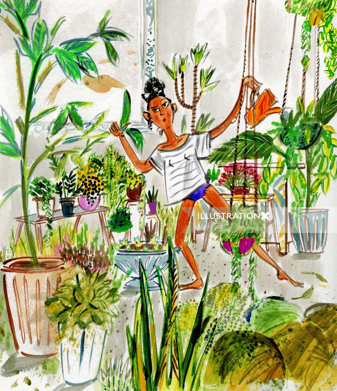 Lifestyle illustration of The plant whisperer