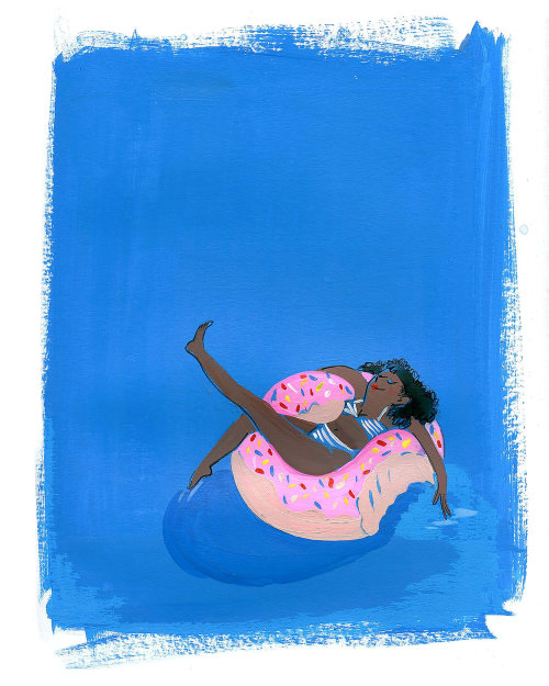 Girl resting on swimming pool illustration 