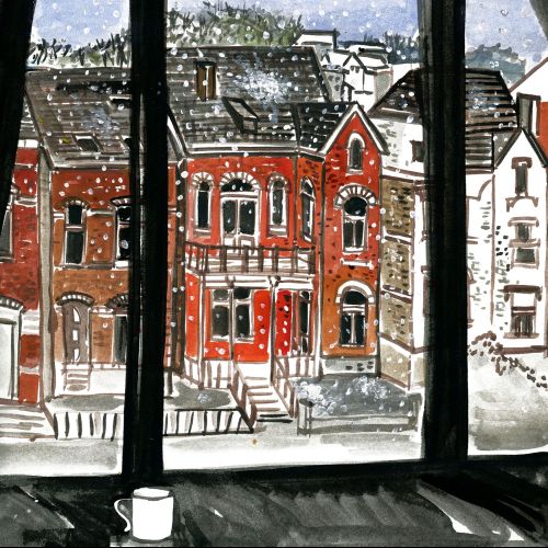 Sketch art of window view in Belgium 