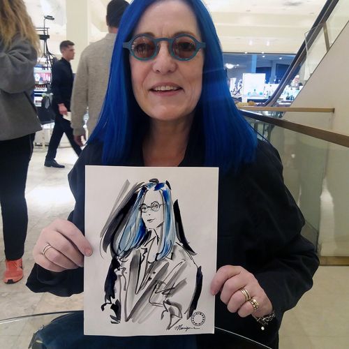 Blue hair girl live drawing illustration 