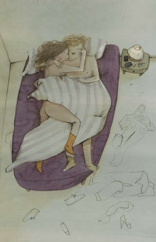 Illustration of couple on the bed