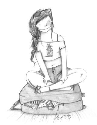 Illustration of sitting girl