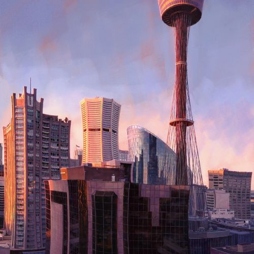 Architectural painting of Sydney Tower Eye