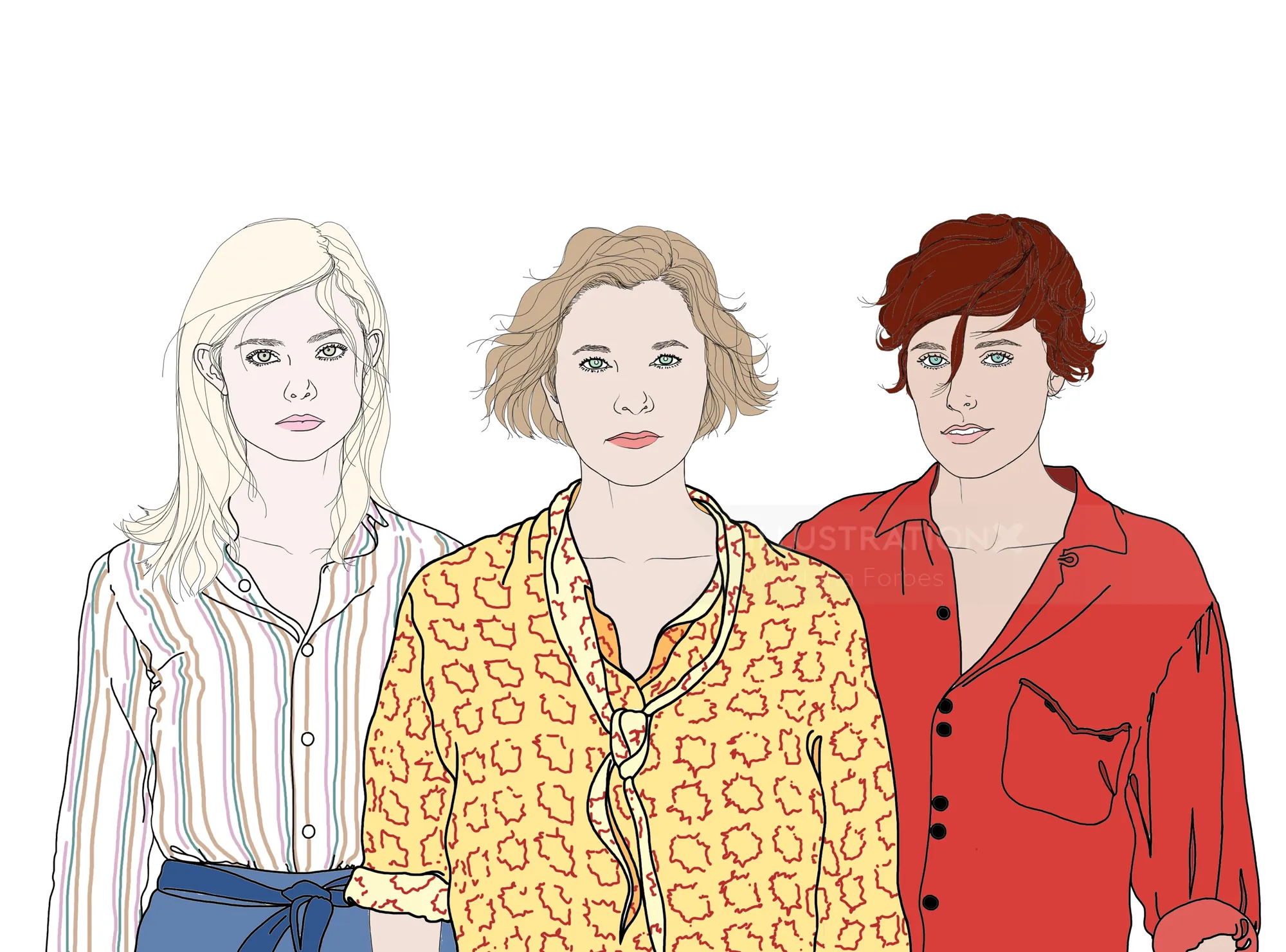 portrait de trois modèles de mode illustration