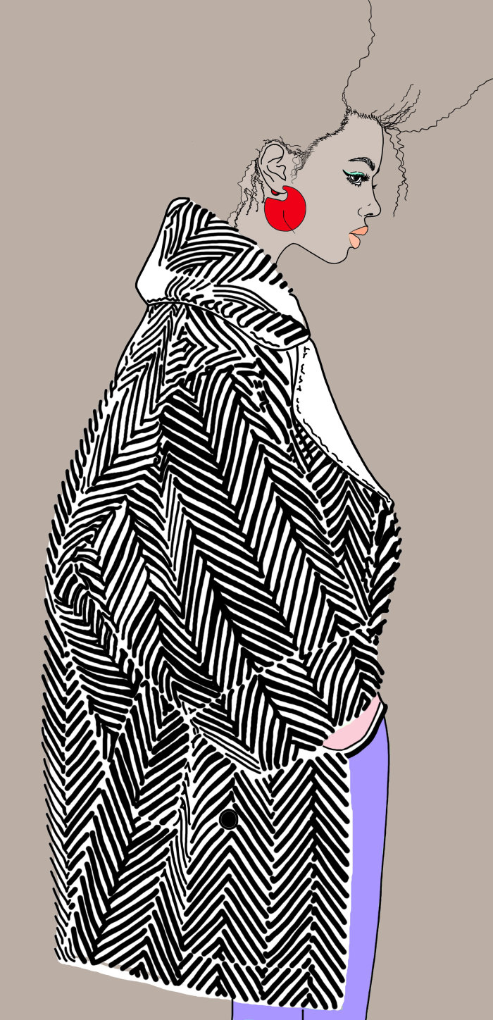 fashion model wearing black striped shirt