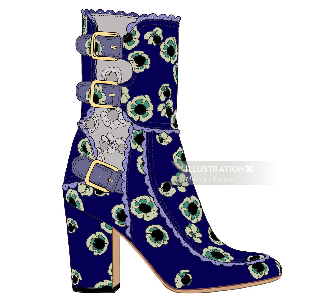 floral marco tozzi long boots illustration