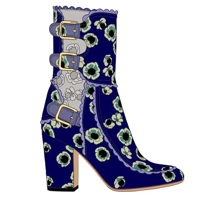 floral marco tozzi long boots illustration