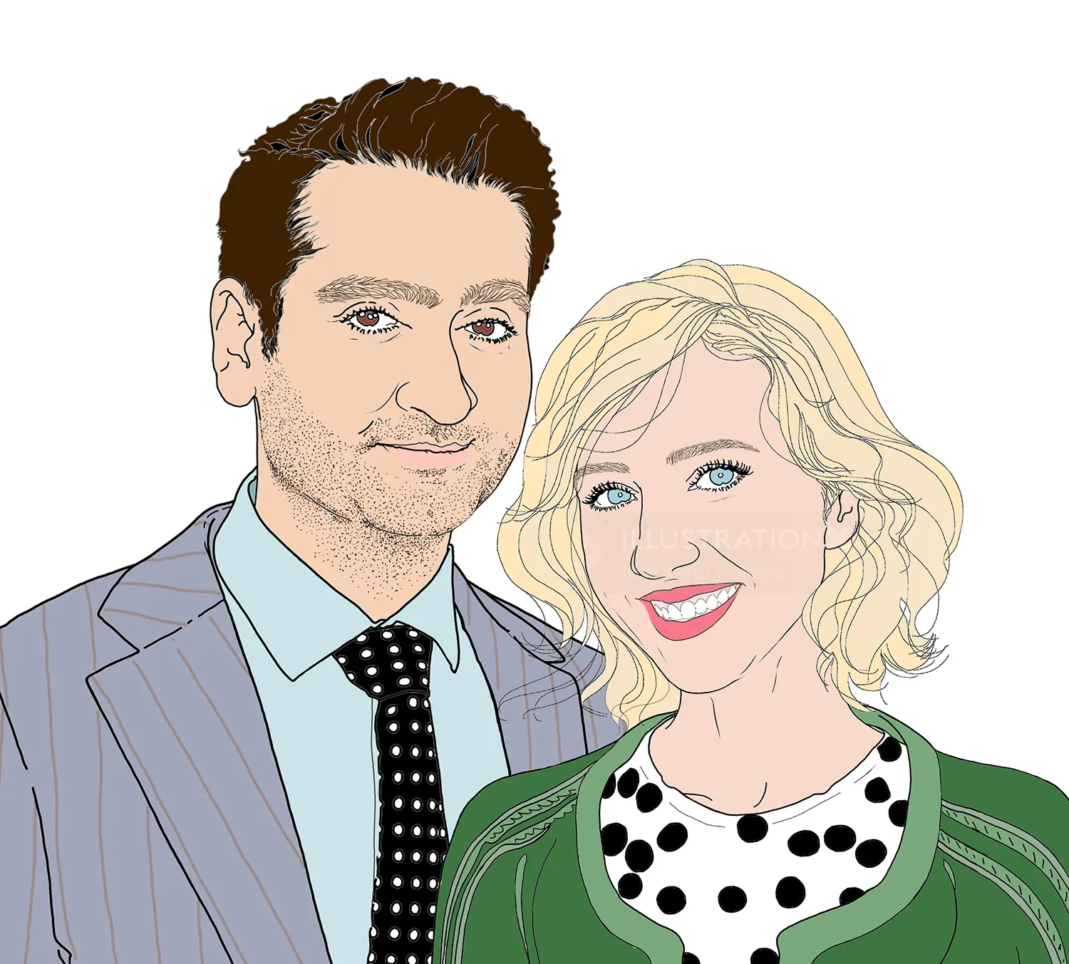 portrait illustration of couple by Montana Forbes