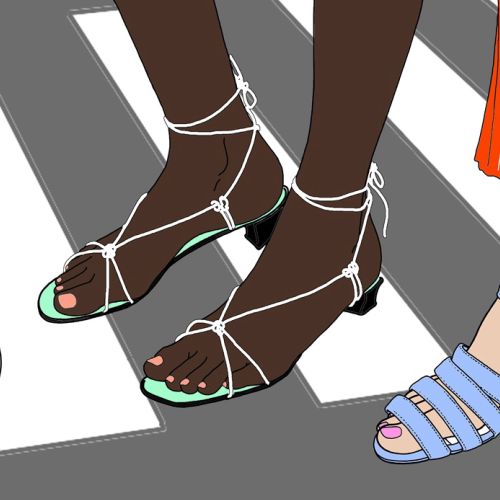 Women wearing summer sandals fashion illustration