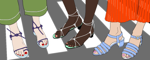 Mulheres vestindo sandálias de verão moda ilustração