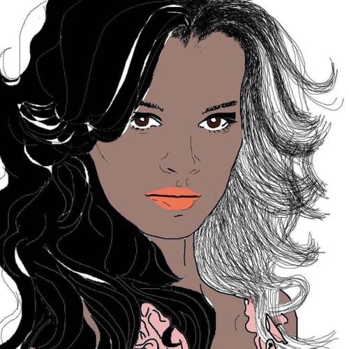 Dark model girl illustration by Montana Forbes