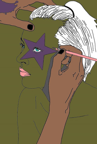 Ilustração de maquiagem de estrela por Montana Forbes